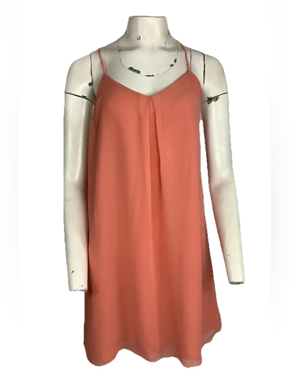 Ark & Co Sz M Peachy Chiffon Layered Strappy Spring Summer Pullover Dress